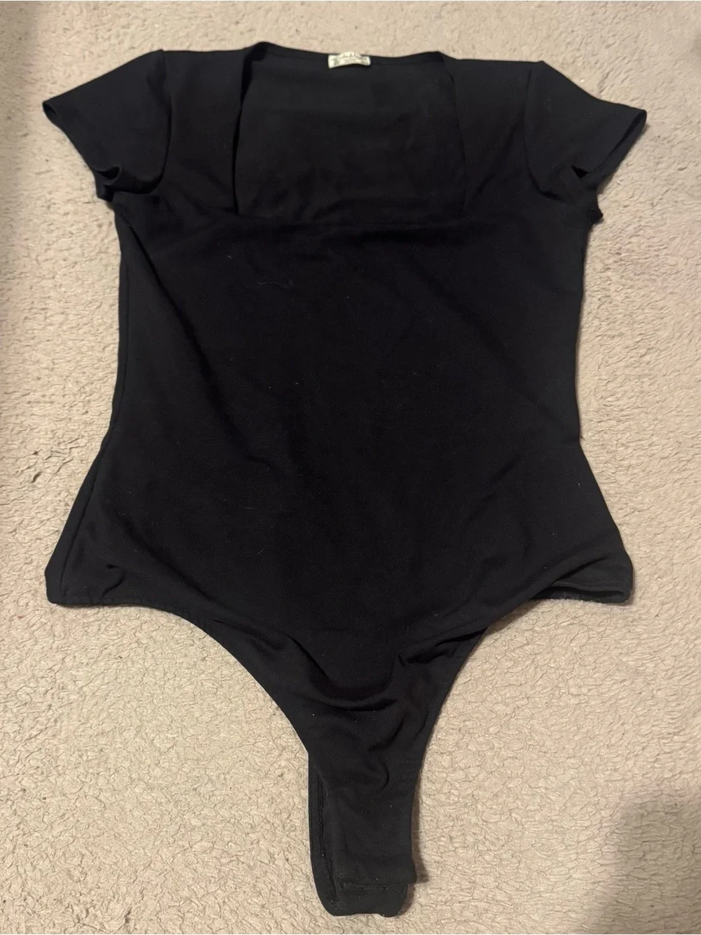 Intimately Free People Womens Fair & Square Neck Sz S Long Sleeve Bodysuit Black
